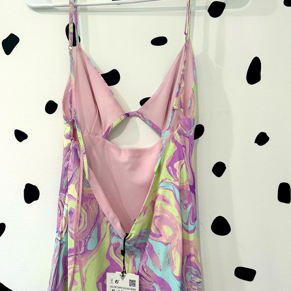 Zara SMALL Women's Purple, Yellow, Blue, Green Dress - Picture 3 of 7